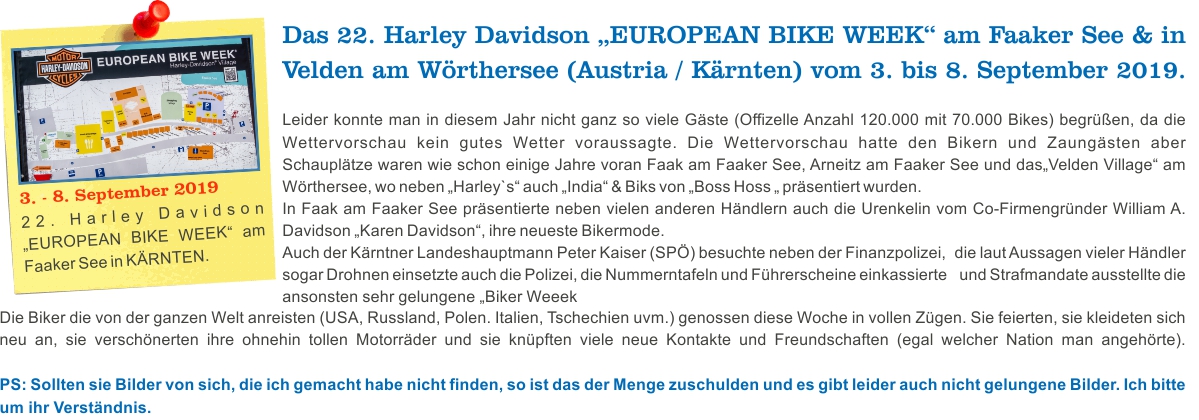 Harley Davidson European Bike Week in Faak am See 2019